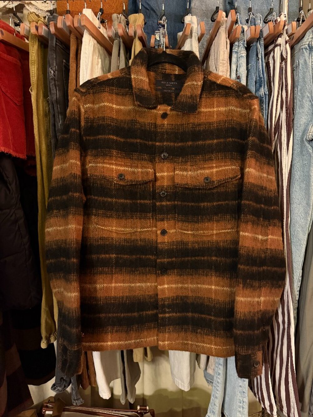 AllSaints Wool Plaid Shirt/Jacket
